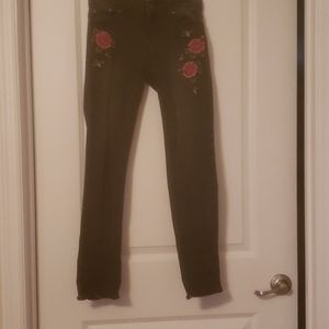 True Craft Black Embroidered Stretchy Jeans